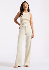 Buffalo David Bitton High Rise Wide Leg Addie Women's Pants Color VANILLA ICE