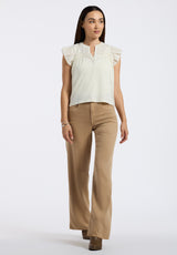 Buffalo David Bitton High Rise Wide Leg Addie Women's Pants Color ALMONDINE