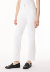 High Rise Straight Jayden Women's Pants, White - BL16085