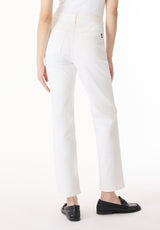 High Rise Straight Jayden Women's Pants, White - BL16085