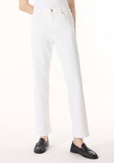 High Rise Straight Jayden Women's Pants, White - BL16085