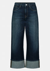 High Rise Wide Leg Cropped Addisson Women's Jeans color INDIGO