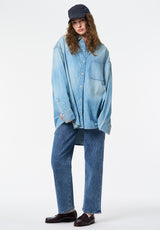 Super High Rise Loose Straight Jane Women's Jeans, Sanded and Contrasted - BL16117