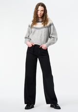 High Rise Wide Leg Alecia Women's Pants color BLACK