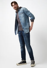 Buffalo David Bitton Sheldon Blue Denim Long-Sleeve Men’s Shirt - BM22636