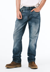Relaxed Straight Driven Men's Jeans in Sanded Blue - BM22641