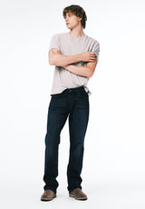 Slim Boot King Men's Jeans in Whiskered and Sanded Dark Blue - BM22675