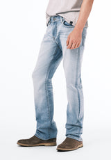 Slim Boot King Men's Jeans in Crinkled Bleached Blue - BM22791
