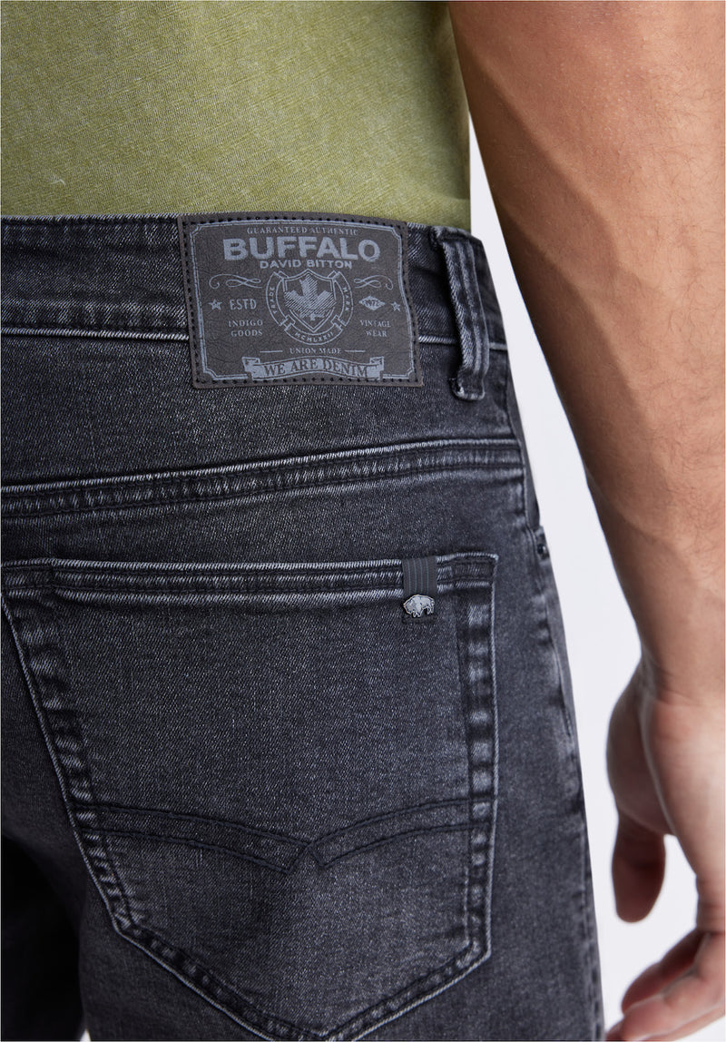 Buffalo David Bitton Relaxed Straight Dean Men's Denim Shorts in Crinkled Black - BM22849 Color BLACK