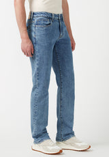 Buffalo David Bitton Relaxed Straight Driven Men's jeans in Bleached Blue - BM22916 Color INDIGO