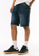 Buffalo David Bitton Relaxed Straight Dean Men's Freedom Flex Denim Shorts Heavily Sanded