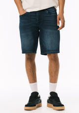 Buffalo David Bitton Relaxed Straight Dean Men's Freedom Flex Denim Shorts Heavily Sanded