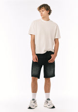 Buffalo Men Shorts Black Denim Denim Shorts Stretch Stretch Fleece