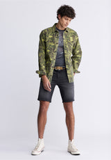 Buffalo David Bitton Relaxed Straight Dean Men's Fleece Denim Shorts in Sanded Black - BM22965 Color BLACK