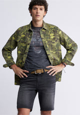 Buffalo David Bitton Relaxed Straight Dean Men's Fleece Denim Shorts in Sanded Black - BM22965 Color BLACK