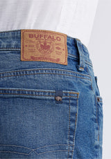 Buffalo David Bitton Relaxed Straight Dean Men's Denim Shorts in Vintage and Contrasted Blue - BM22968 Color INDIGO