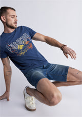 Buffalo David Bitton Relaxed Straight Dean Men's Denim Shorts in Vintage and Contrasted Blue - BM22968 Color INDIGO
