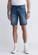 Buffalo David Bitton Relaxed Straight Dean Men's Denim Shorts in Vintage and Contrasted Blue - BM22968 Color INDIGO