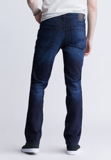 Buffalo David Bitton Straight Six Men's Five-Pocket Freedom Flex Jeans, Dark and Sanded - BM22999
