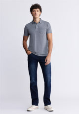 Buffalo David Bitton Kasper Men's Short Sleeve Polo in Charcoal Grey - BM24233 Color CHARCOAL