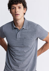 Buffalo David Bitton Kasper Men's Short Sleeve Polo in Charcoal Grey - BM24233 Color CHARCOAL