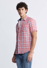 Buffalo David Bitton Sirilo Men’s Plaid Short Sleeve Shirt In Mineral Red - BM24283 Color MINERAL RED