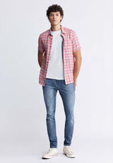 Buffalo David Bitton Sirilo Men’s Plaid Short Sleeve Shirt In Mineral Red - BM24283 Color MINERAL RED