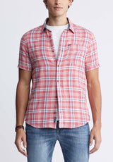 Buffalo David Bitton Sirilo Men’s Plaid Short Sleeve Shirt In Mineral Red - BM24283 Color MINERAL RED