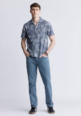 Buffalo David Bitton Suresh Men's Short Sleeve Camp Shirt, Mirage Blue - BM24293 Color MIRAGE