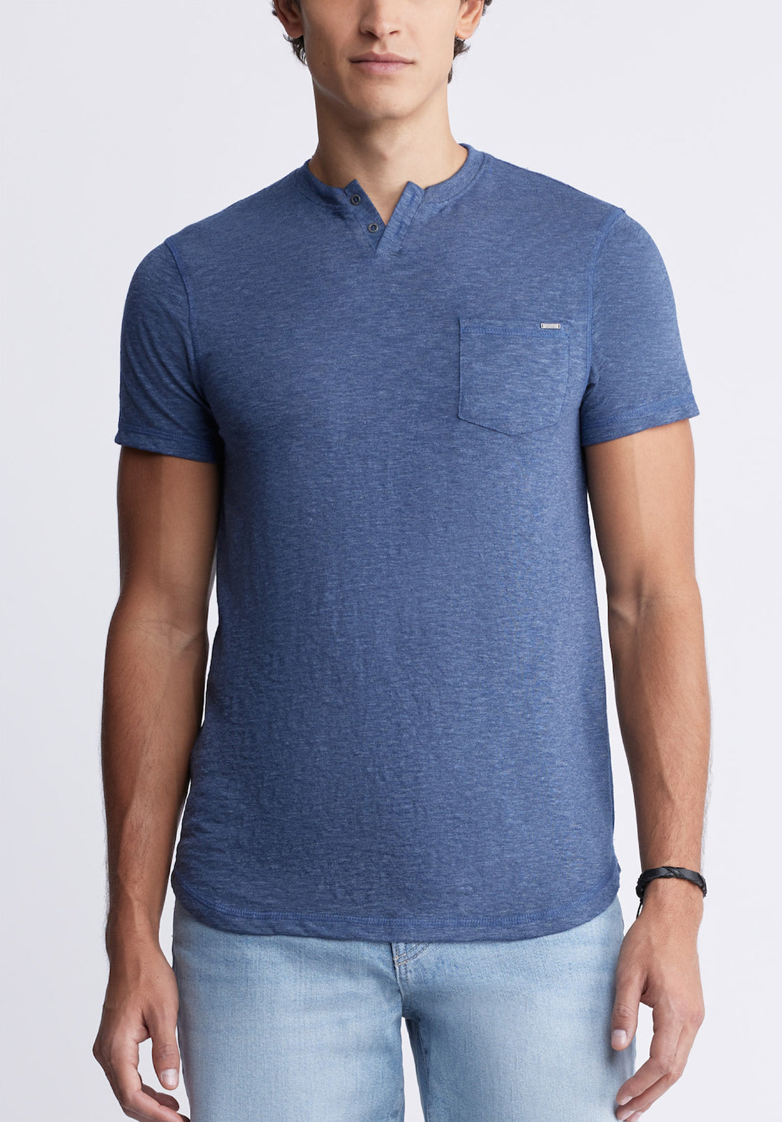 Kadyo Men's Pocket Henley Top in Whale Blue Buffalo Jeans