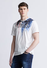 Buffalo David Bitton Tyon Men's Short Sleeve Graphic T-shirt, White - BM24352 Color MILK