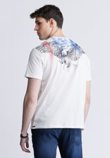 Buffalo David Bitton Tyon Men's Short Sleeve Graphic T-shirt, White - BM24352 Color MILK