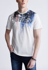 Buffalo David Bitton Tyon Men's Short Sleeve Graphic T-shirt, White - BM24352 Color MILK