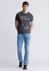 Buffalo David Bitton Tykeim Men's Short Sleeve Graphic T-shirt, Black Vintage - BM24353 Color BLACK