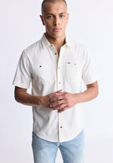 Buffalo David Bitton Sagrino Men's Short-Sleeve Utility Shirt, Milk - BM24501