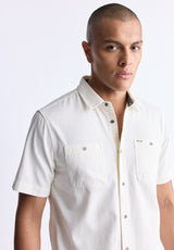 Buffalo David Bitton Sagrino Men's Short-Sleeve Utility Shirt, Milk - BM24501