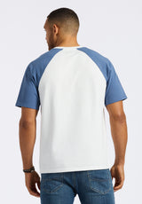 Buffalo David Bitton Killabee Men's Raglan French Terry Crewneck T-Shirt with Contrast Sleeves Color MOONLIGHT BLUE