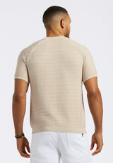 Buffalo David Bitton Wipped Men's Textured Knit Sweater Tee COLOR Buttercream Beige