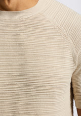 Buffalo David Bitton Wipped Men's Textured Knit Sweater Tee COLOR Buttercream Beige