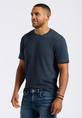 Buffalo Men Tops Navy Knit Knit Long Sleeve Waffle Knit Regular Fit