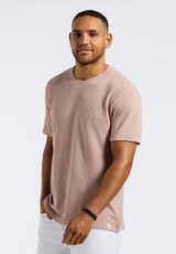 Buffalo David Bitton Karlton Men's Waffle-Knit Short-Sleeve Crewneck T-Shirt Color ADOBE ROSE