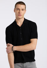 Wasko Men's Short-Sleeve Button-Up Sweater Shirt, Black - BM24540