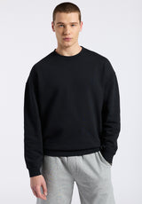 Famke Men's Relaxed Crewneck Sweatshirt, Black - BM24541
