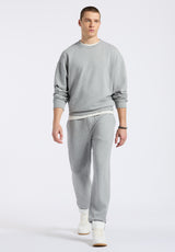 Buffalo David Bitton Famke Men's Relaxed Crewneck Sweatshirt Color HEATHER GREY