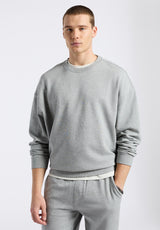 Buffalo David Bitton Famke Men's Relaxed Crewneck Sweatshirt Color HEATHER GREY
