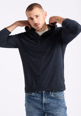Buffalo David Bitton Kolder Men's Relaxed Fit Hooded Henley Top Color WHALE