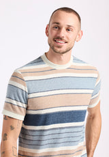 Konnair Men's Short-Sleeve Texture Jersey Striped T-Shirt, Blue - BM24545