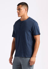 Buffalo David Bitton Kitfom Men's Short-Sleeve Speckle Jersey Henley T-Shirt Color WHALE