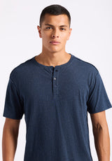 Buffalo David Bitton Kitfom Men's Short-Sleeve Speckle Jersey Henley T-Shirt Color WHALE