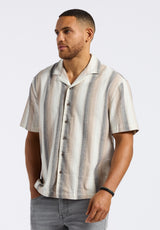 Buffalo David Bitton Salaman Men's Short-Sleeve Striped Camp Shirt Color WOODSMOKE